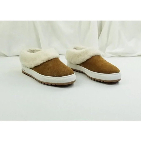Blondo Suri Comfy Cognac Suede Fur-lined Waterproof Slip-on Platform Clog Shoe - Picture 10 of 12